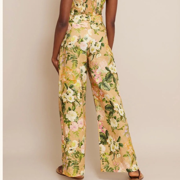 NEW Cara Cara Soho Linen Wide Leg Pants - Ginger Root Kingston Floral Casual - Picture 3 of 8